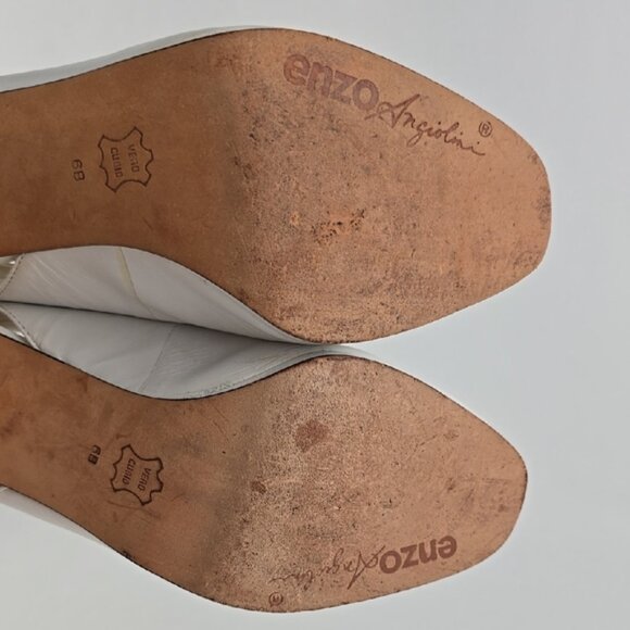 Enzo Angiolini Women's White Leather Slingback Peep Toe Heeled Shoes Size 6B - Picture 11 of 16